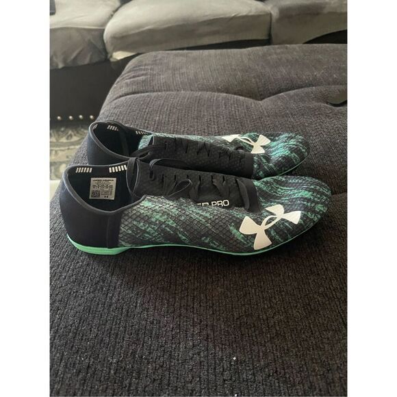 Under Armour Mens Black & Green Speedform Miler Pro Track Spikes Athletic Shoes - Picture 13 of 14